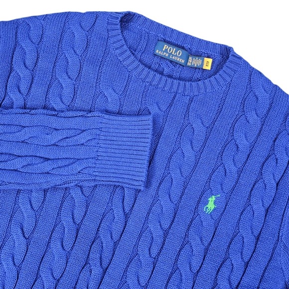 Polo Ralph Lauren Other - Polo Ralph Lauren Men's Royal Blue Cable Knit Crewneck Sweater Pullover XL